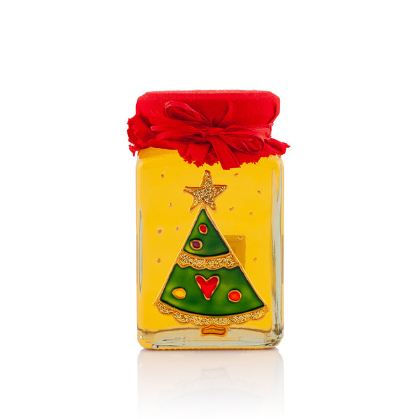 Ručne maľovaný pohár s medom zelený stromček